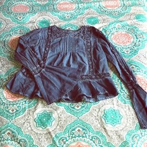 Free People denim-like top ⭐️⭐️